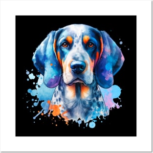 Watercolor Bluetick Coonhound Posters and Art